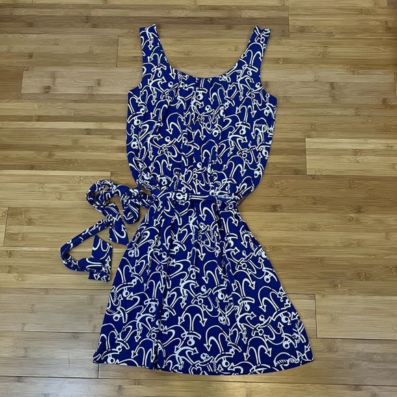 Lilly Pulitzer Dresses & Skirts - Lilly Pulitzer Blue White Anchor Tank Dress with Belt Size Small  Shirred Neck